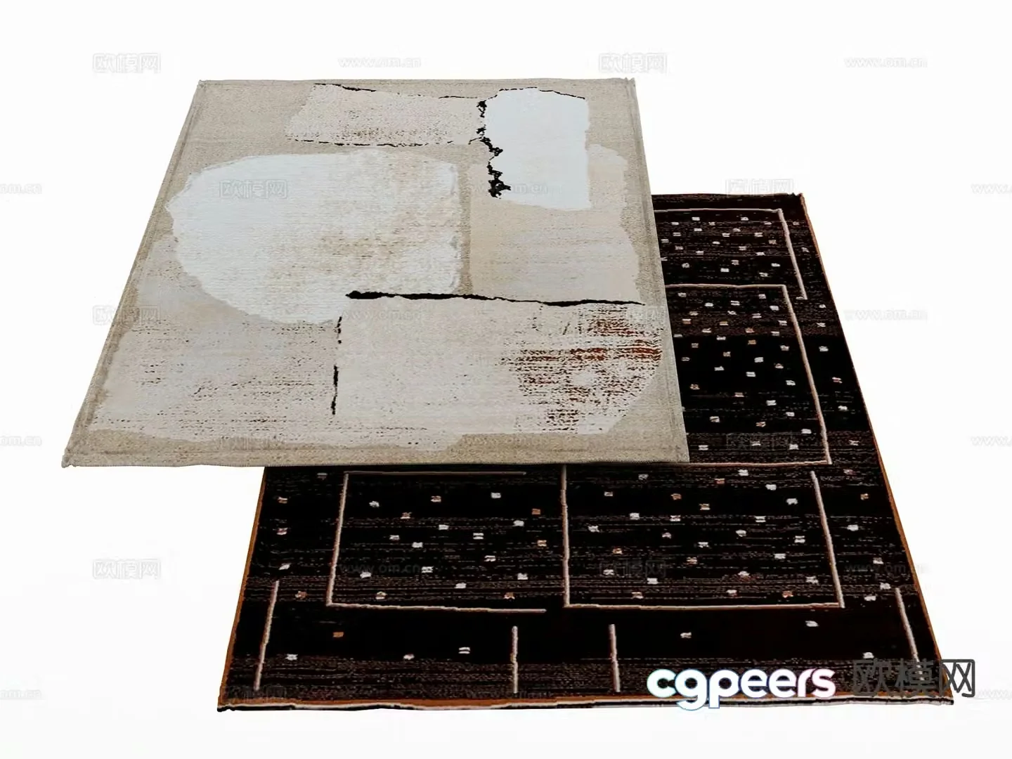 Modern carpet square rug 3d model