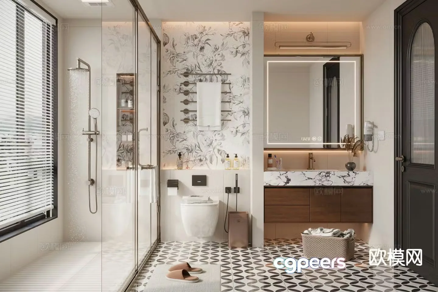 French retro bathroom bathroom 3d model