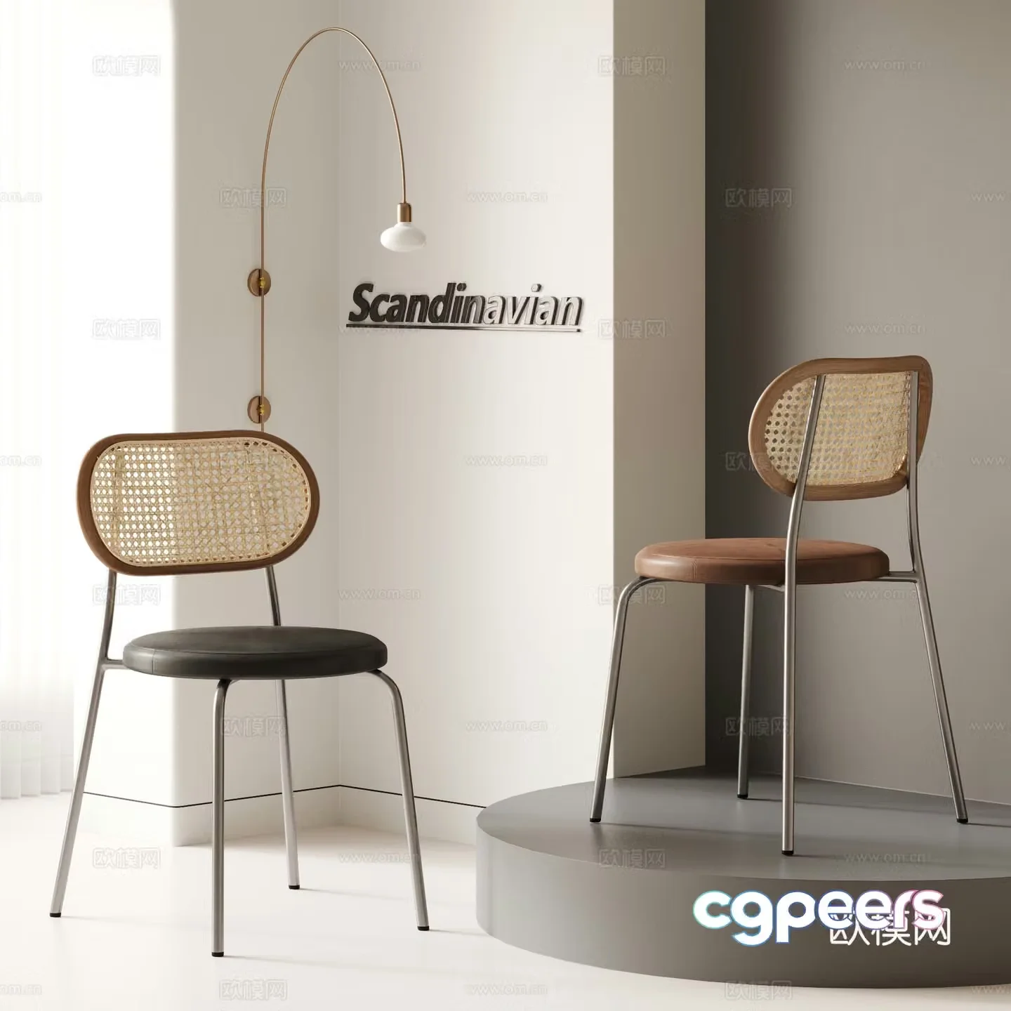 Medium style dining chair combination 3D model