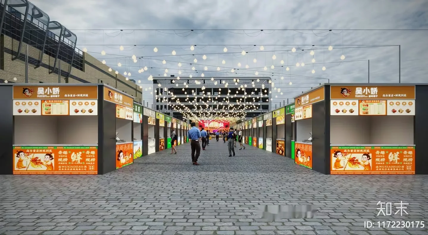 The Main Subject Is A Street With Food Stalls 3D Model – 6242 – CORONA Render