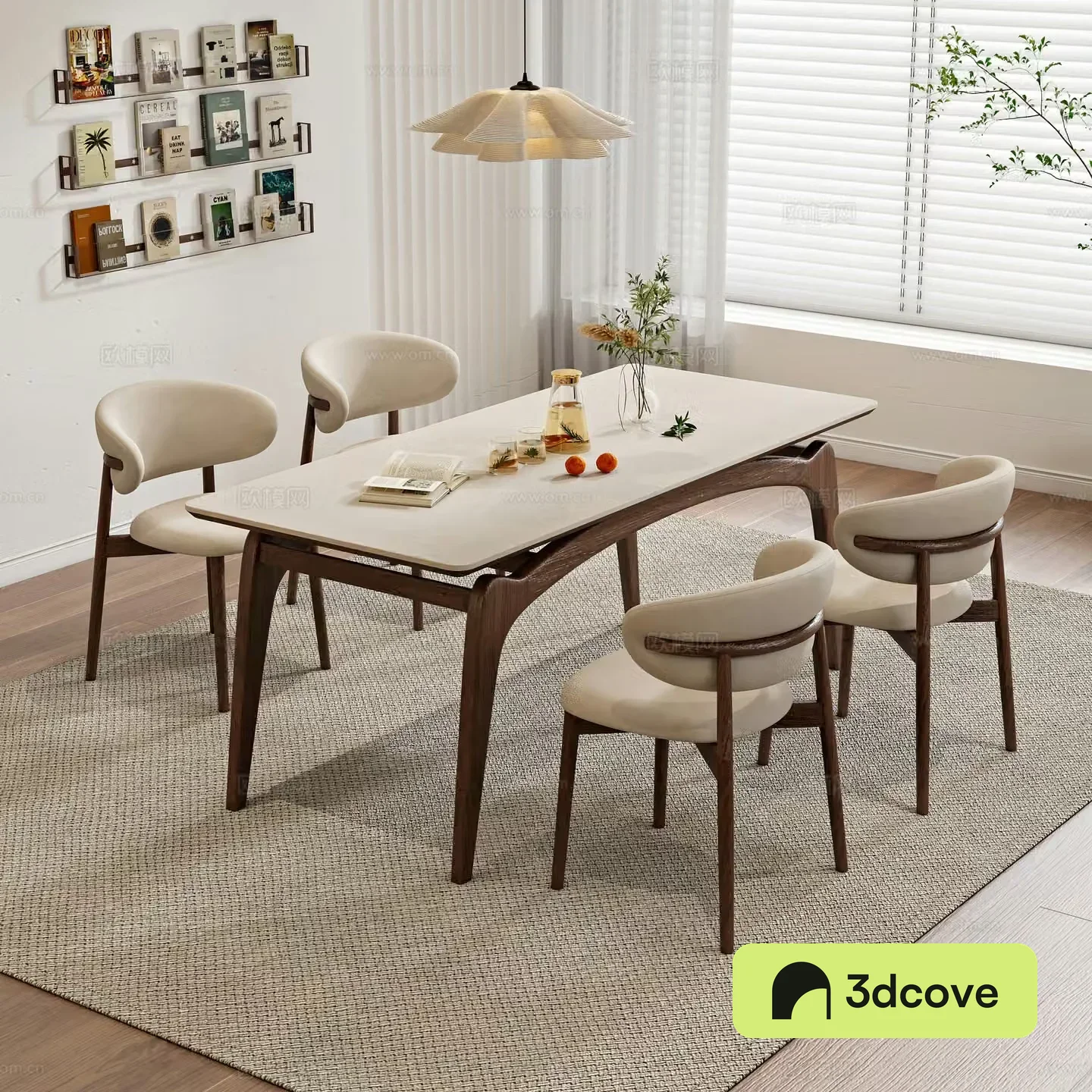 Wabi-sabi dining table and chairs