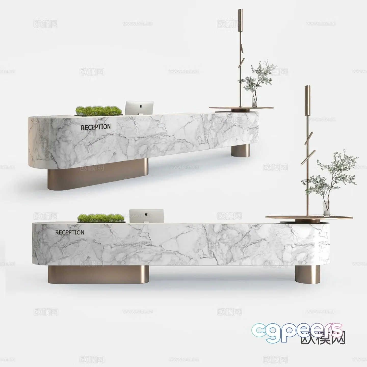 Modern front desk reception desk service desk 3d model