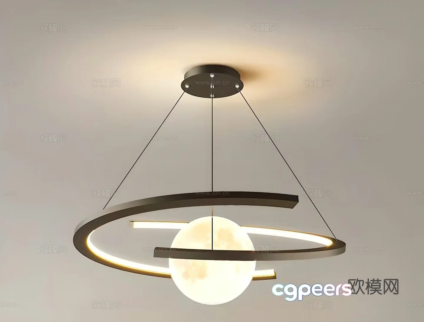 Modern ring chandelier decorative lamp 3d model