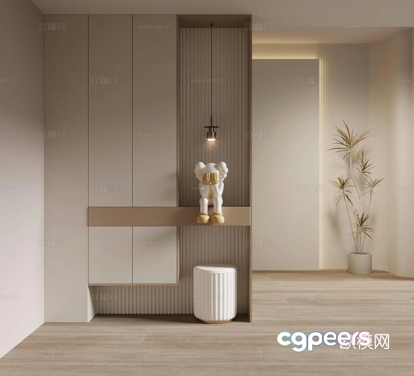 Modern shoe cabinet home entrance shoe cabinet 3D model