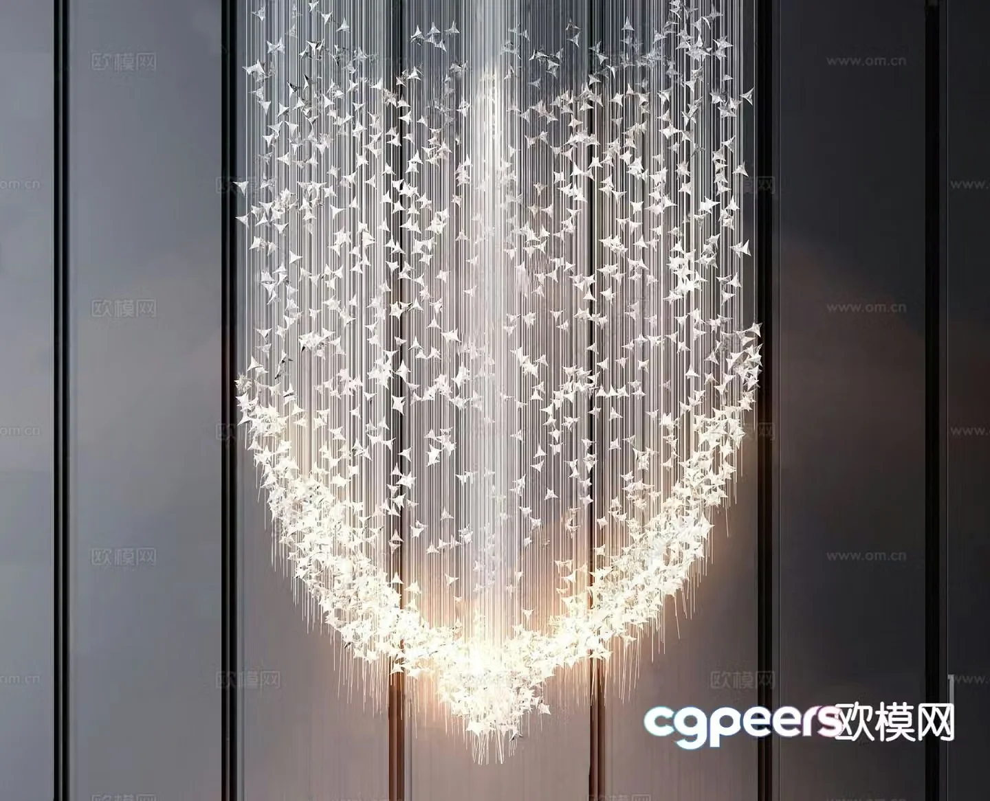 Light luxury crystal lamp lobby lamp tassel lamp 3D model