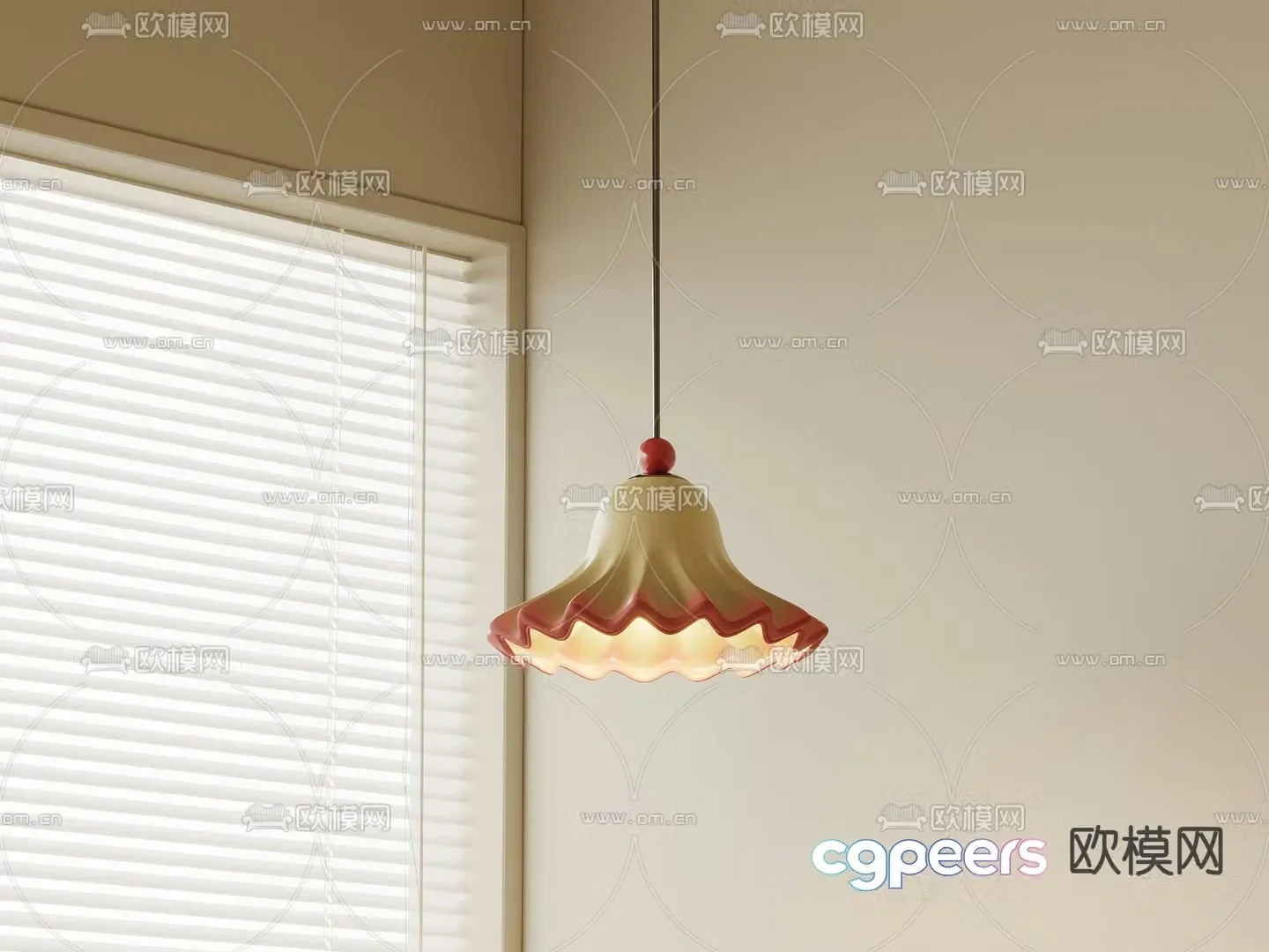 Cream style chandelier petal chandelier 3d model