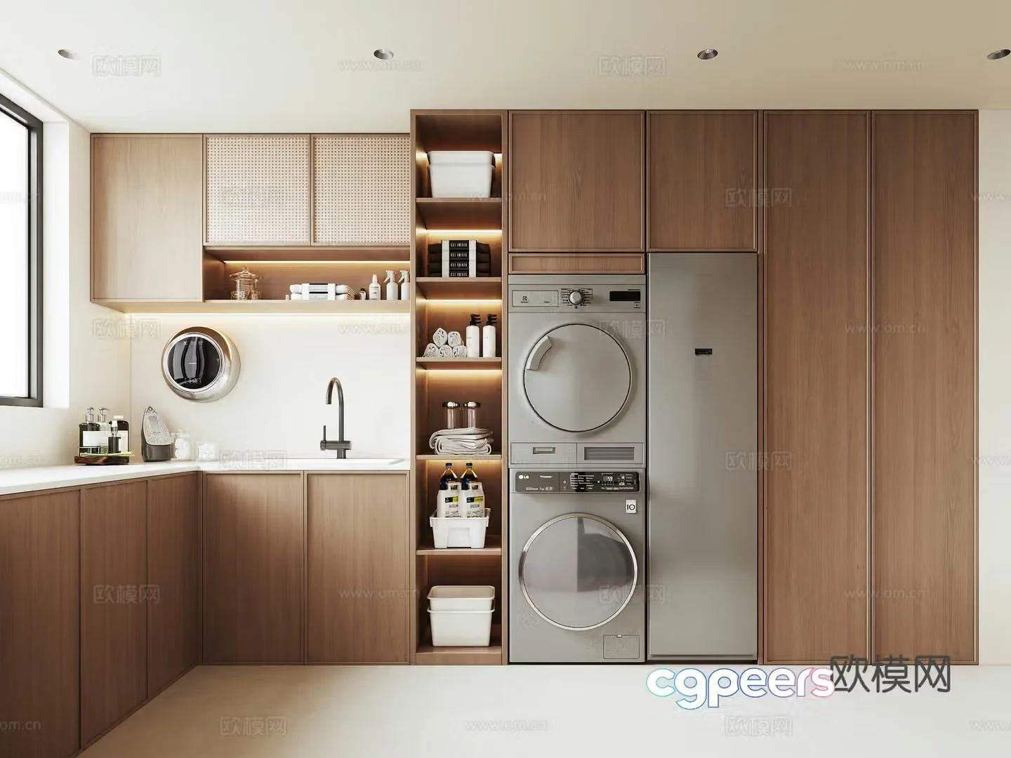 Middle Age Laundry Room Middle Age Housekeeping Room Middle Age Housekeeping Cabinet Middle Age Washing Machine Cabinet Zeji Laundry Room 3D Model