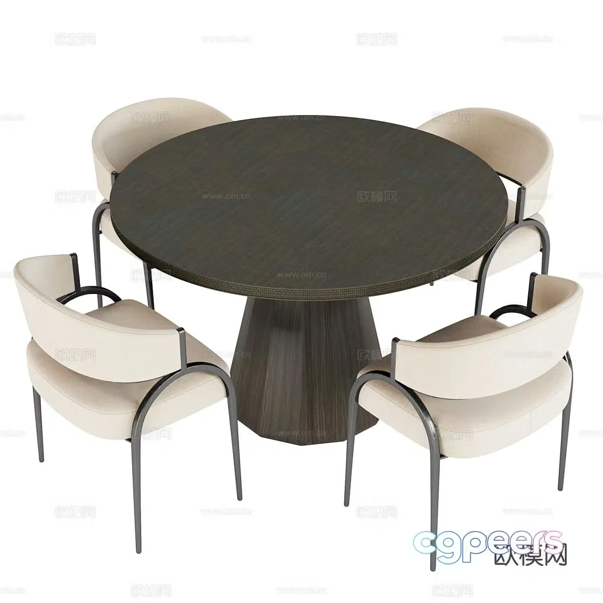 Modern dining table and chairs round dining table 3d model