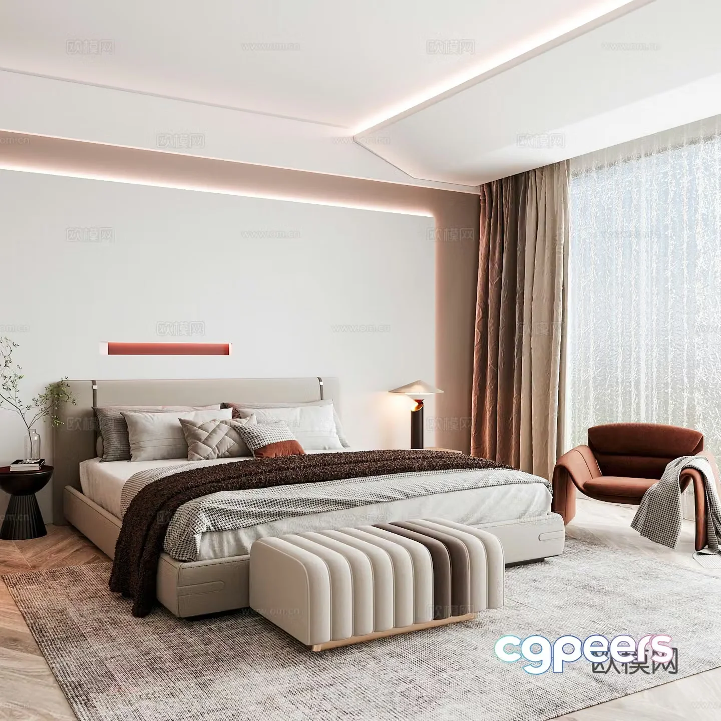 Modern home bedroom Modern bedroom Italian bedroom Simple bedroom Italian bed 3d model