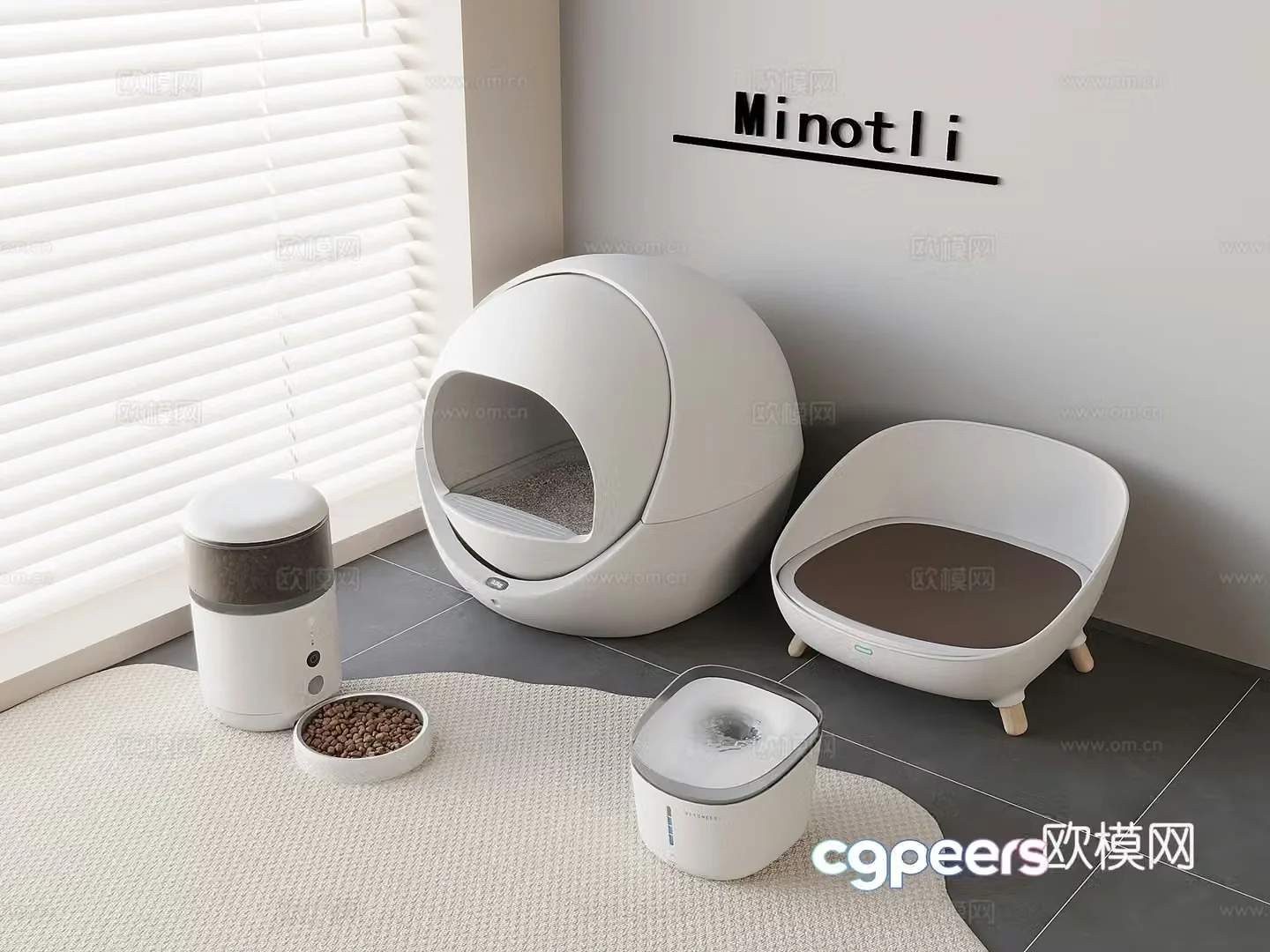 Fully automatic intelligent cat litter box Automatic feeder cat toilet Pet warm sofa cat nest Deodorizing 3D model