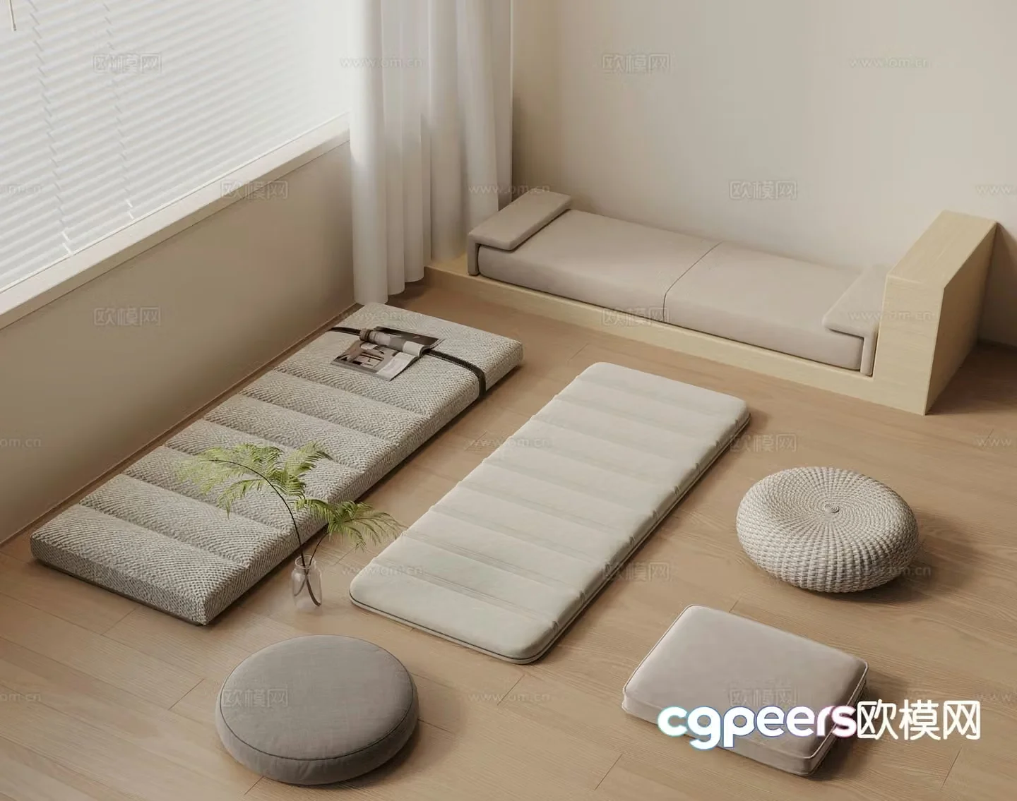 Modern sofa cushion bay window cushion cushion tuanfu 3d model