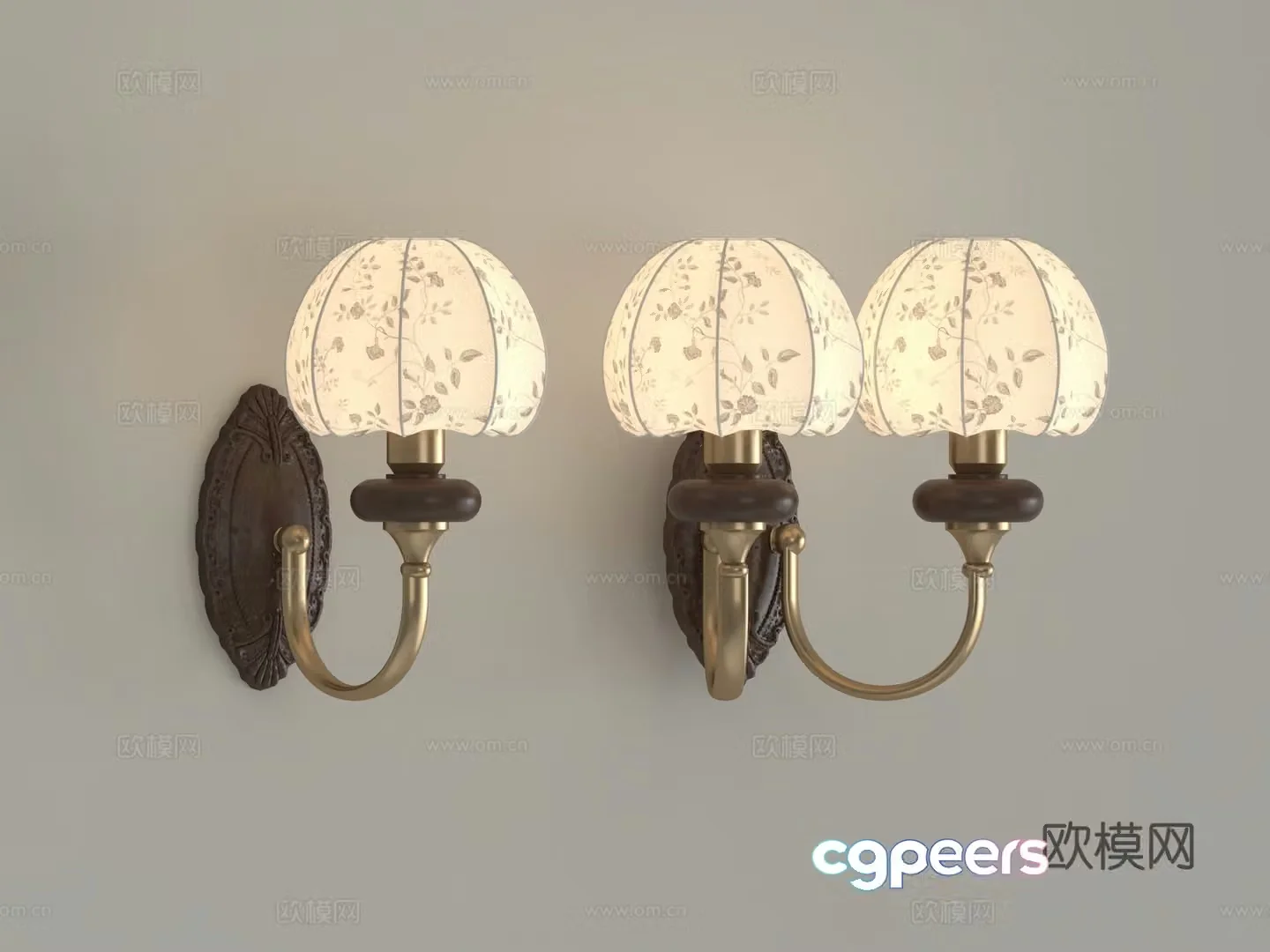 Middle-aged style wall lights bedroom bedside wall lights single-headed double-headed wall lights corridor corridor wall lights 3D model