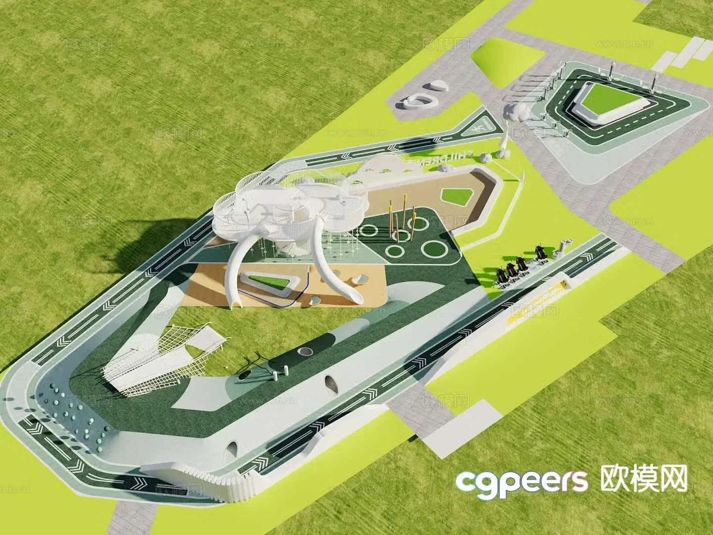 fitness sport park landscape 3d model