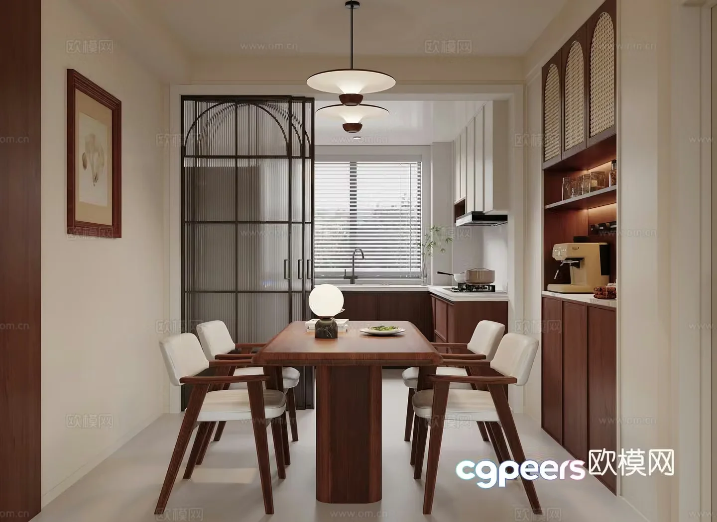 Medium style restaurant kitchen 3d model