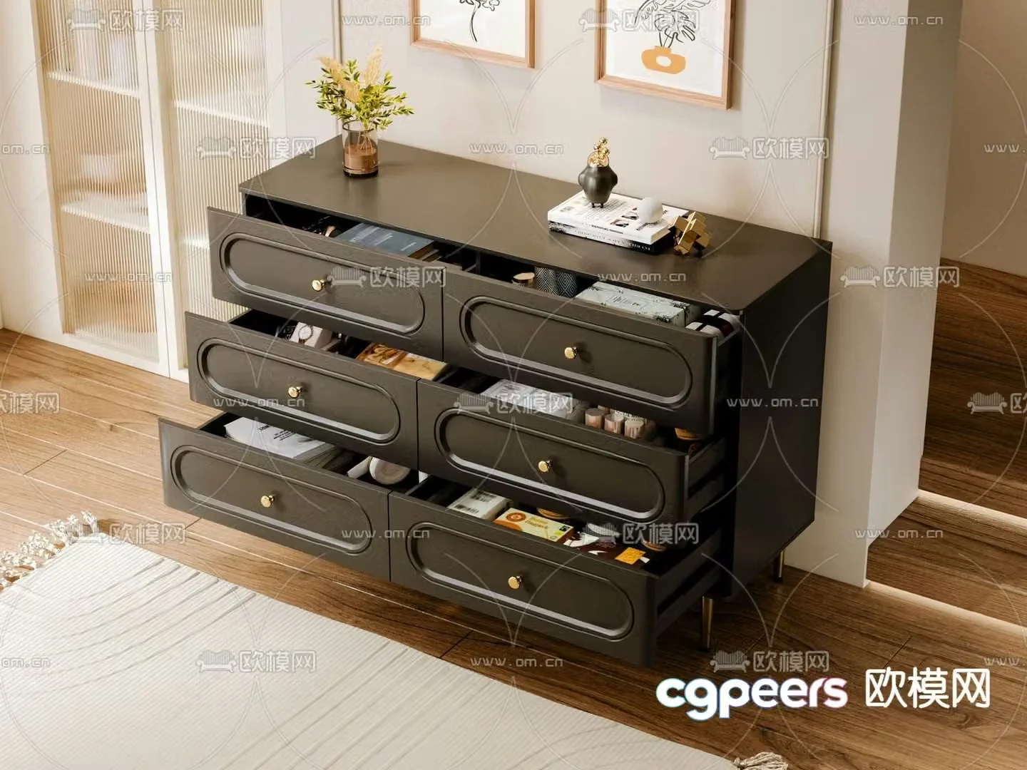 New Chinese side cabinet chest 3d model