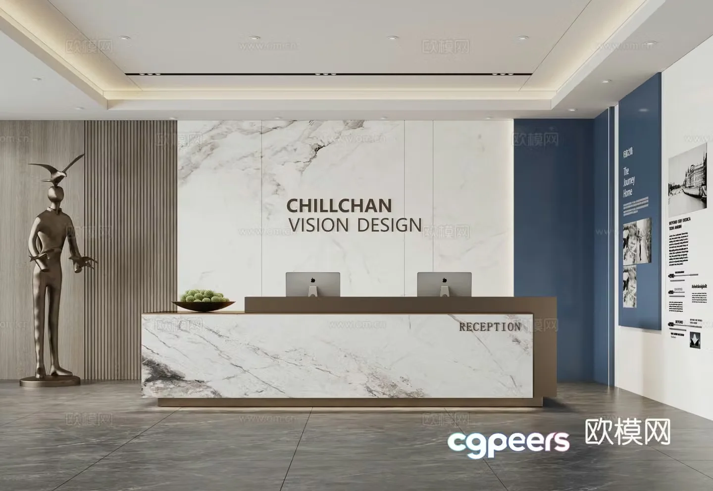 Company front desk reception 3d model