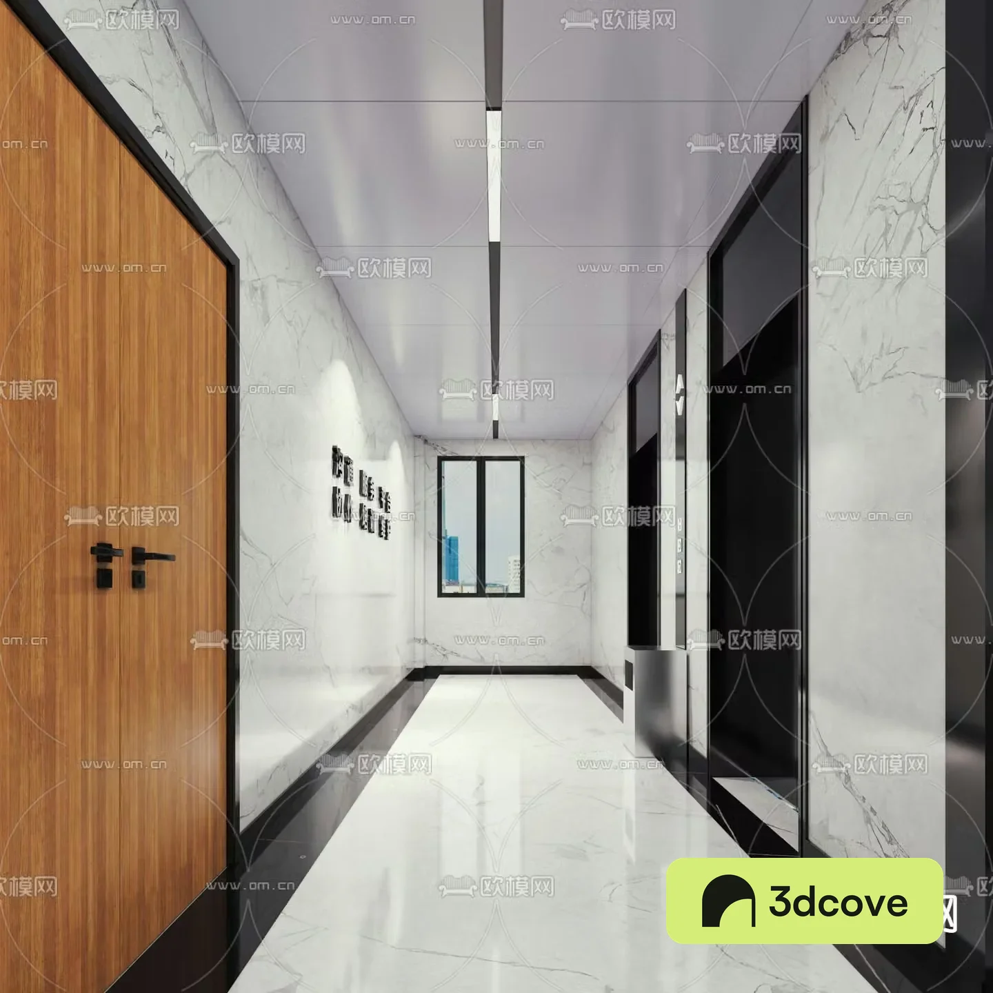 Office corridor aisle elevator