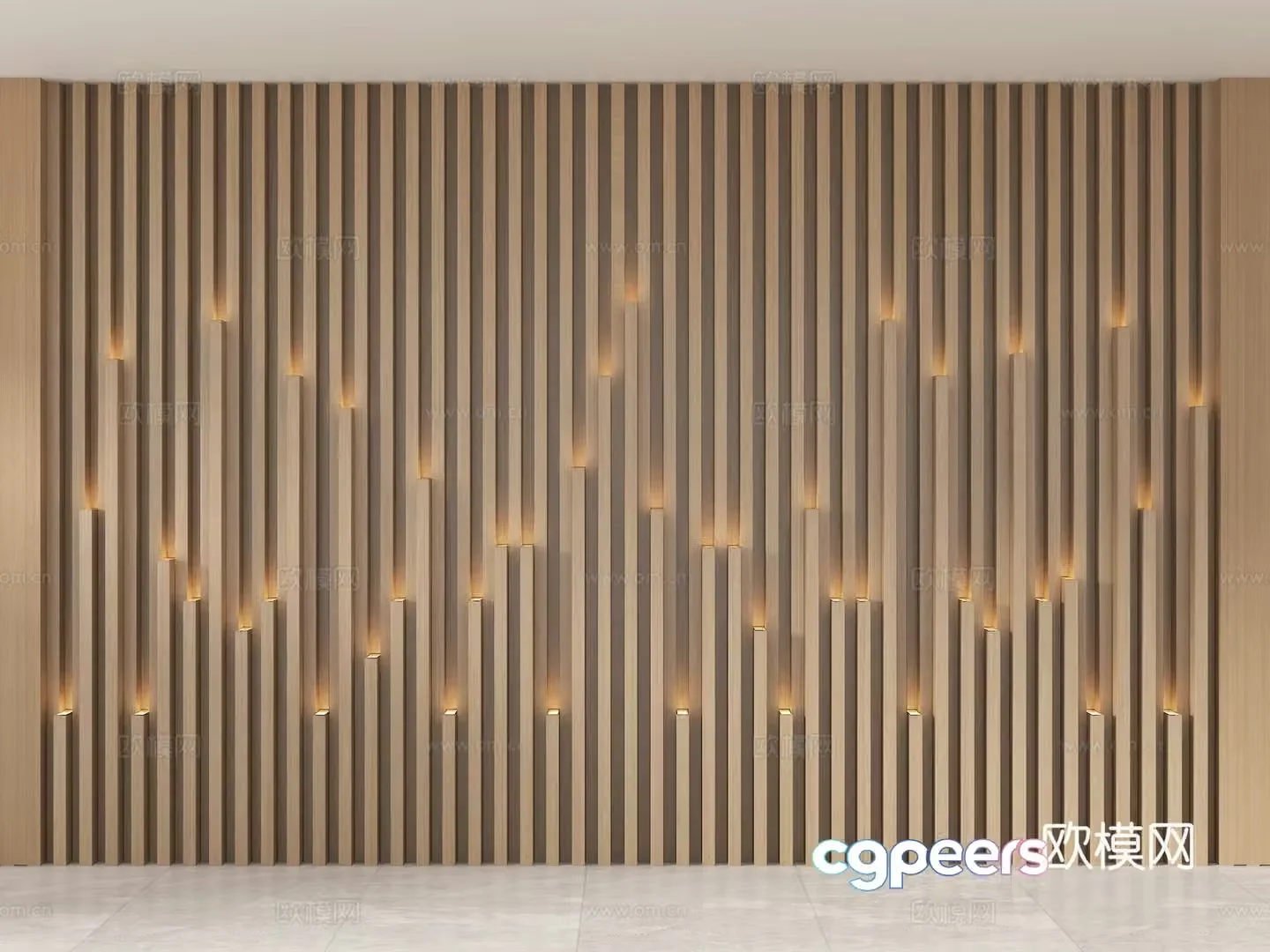 Wooden veneer modeling background wall creative background wall 3d model