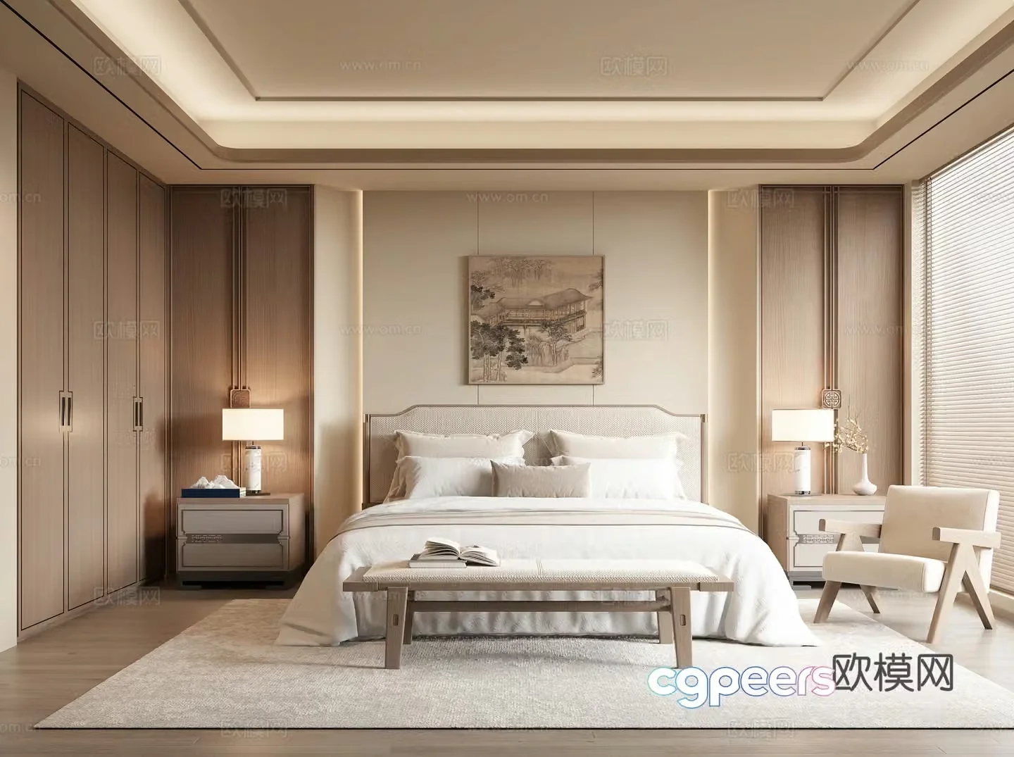 New Chinese bedroom 3D model
