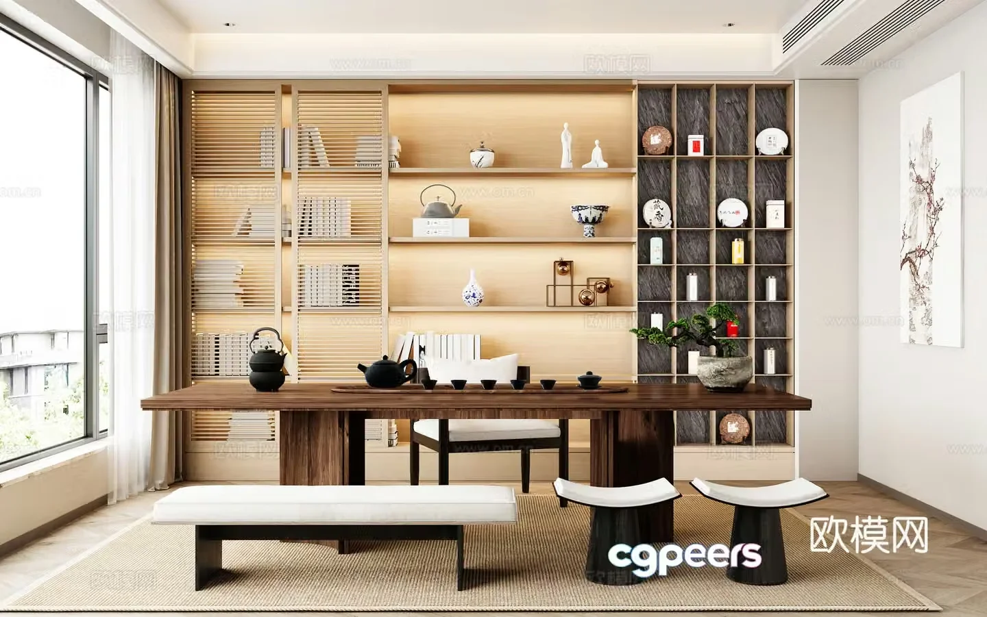 New Chinese style study 3D model