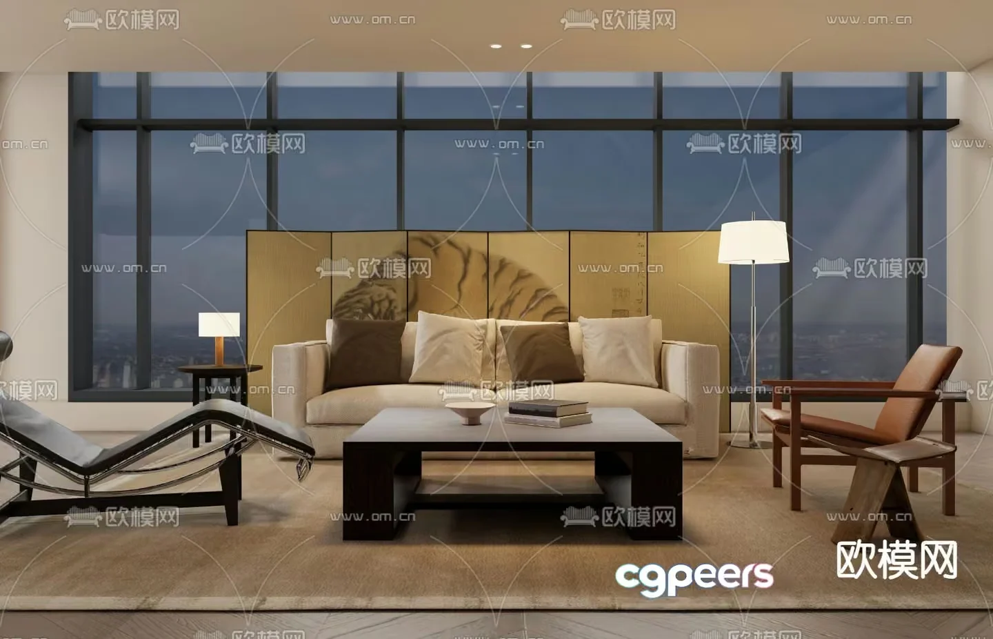 Modern Living Room 3D Model – 14000 – VRAY Render