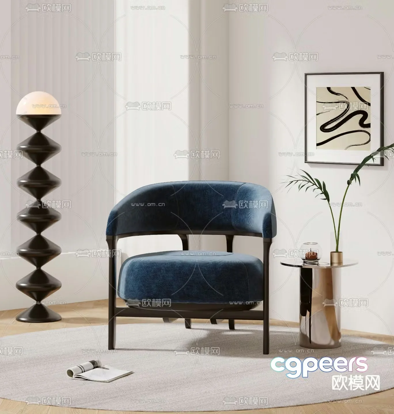 Modern chair leisure chair single chair 3d model