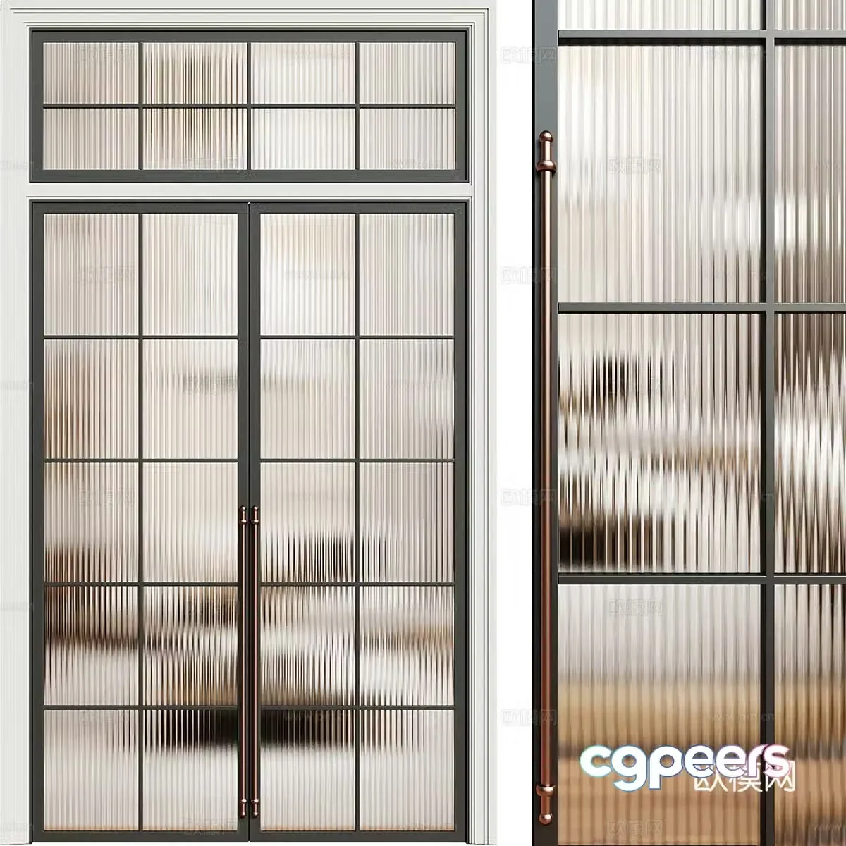 Modern light luxury glass double door 3D model