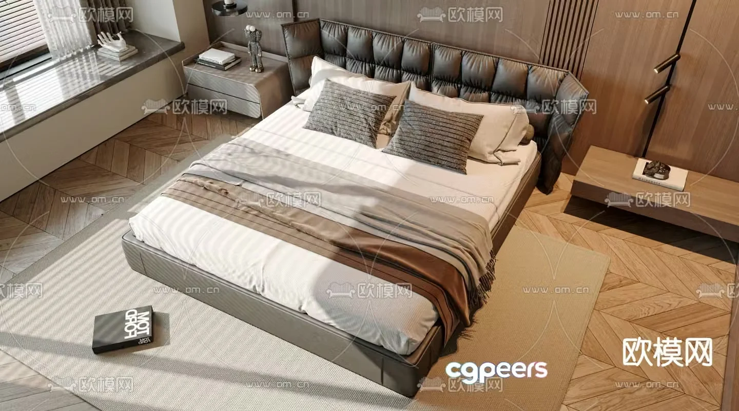 Modern double bed 3d model