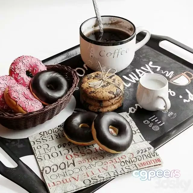 3ds Max Free – Coffee set with sweets