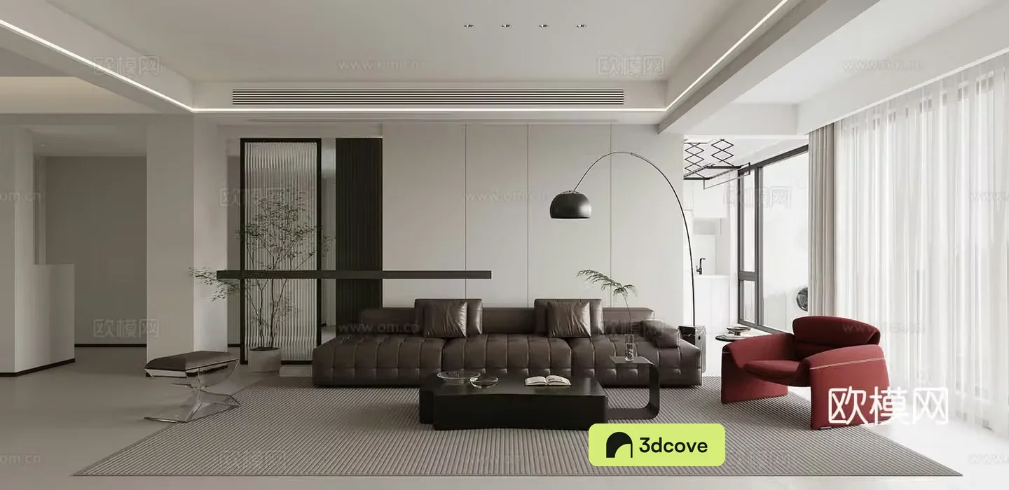 Modern simple black white and gray living room