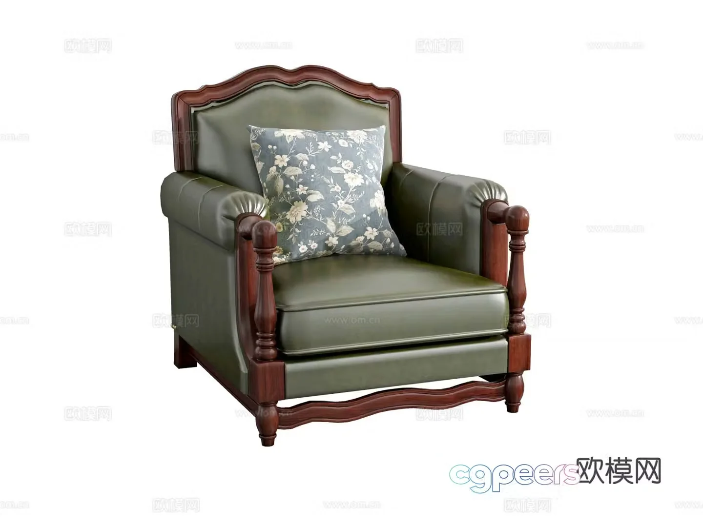 Single sofa leather sofa 3d model
