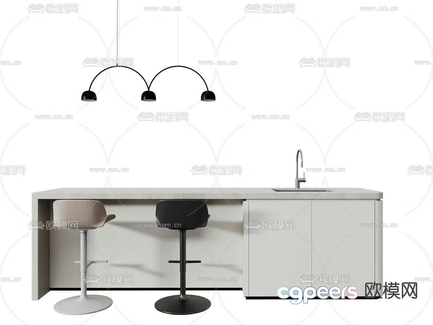 Modern bar dining bar water bar 3d model