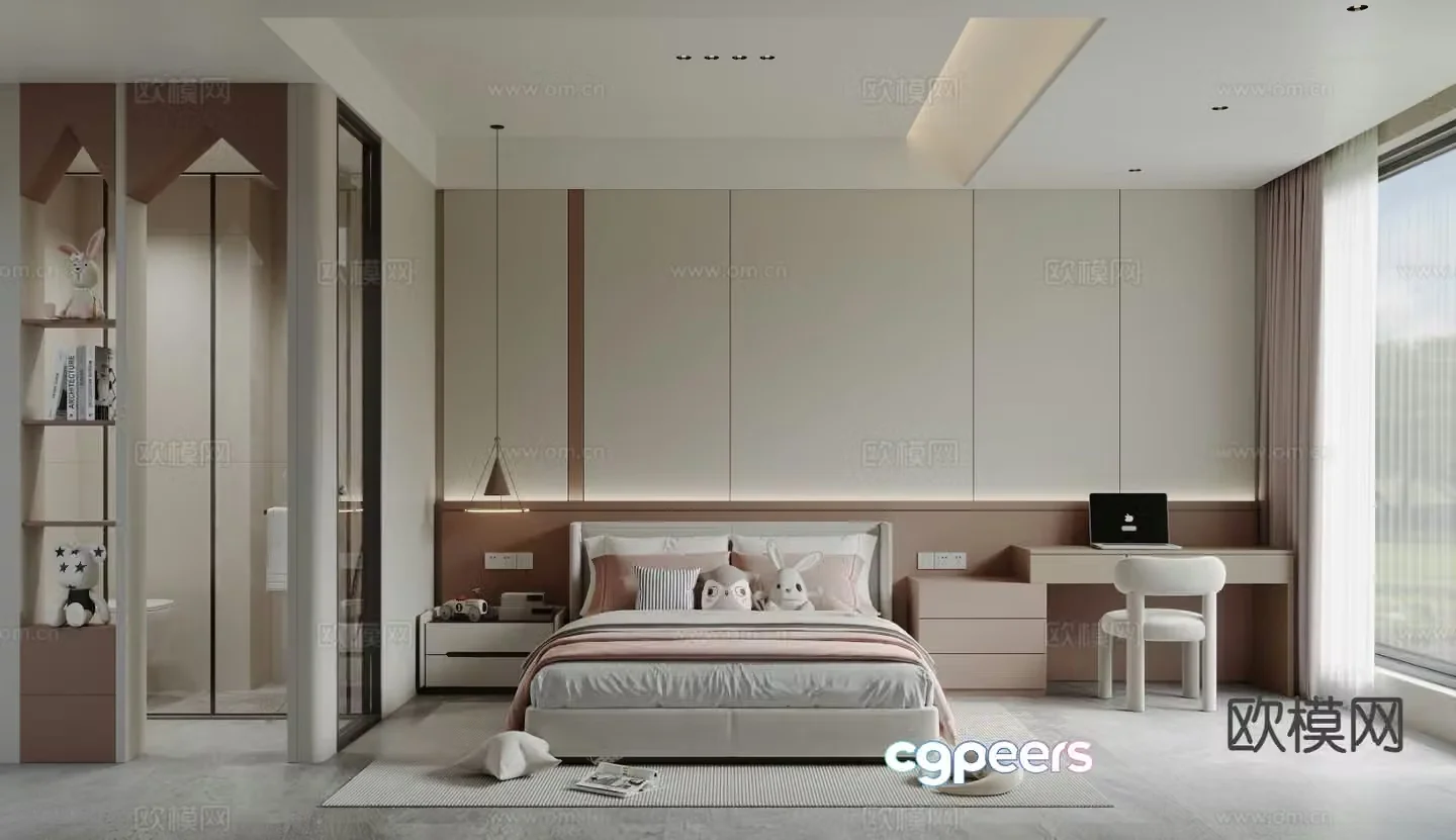 Cream style bedroom second bedroom daughterâ€™s room 3D model
