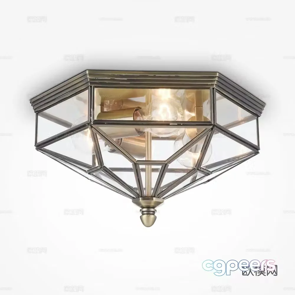 Simple European iron ceiling lamp 3D model