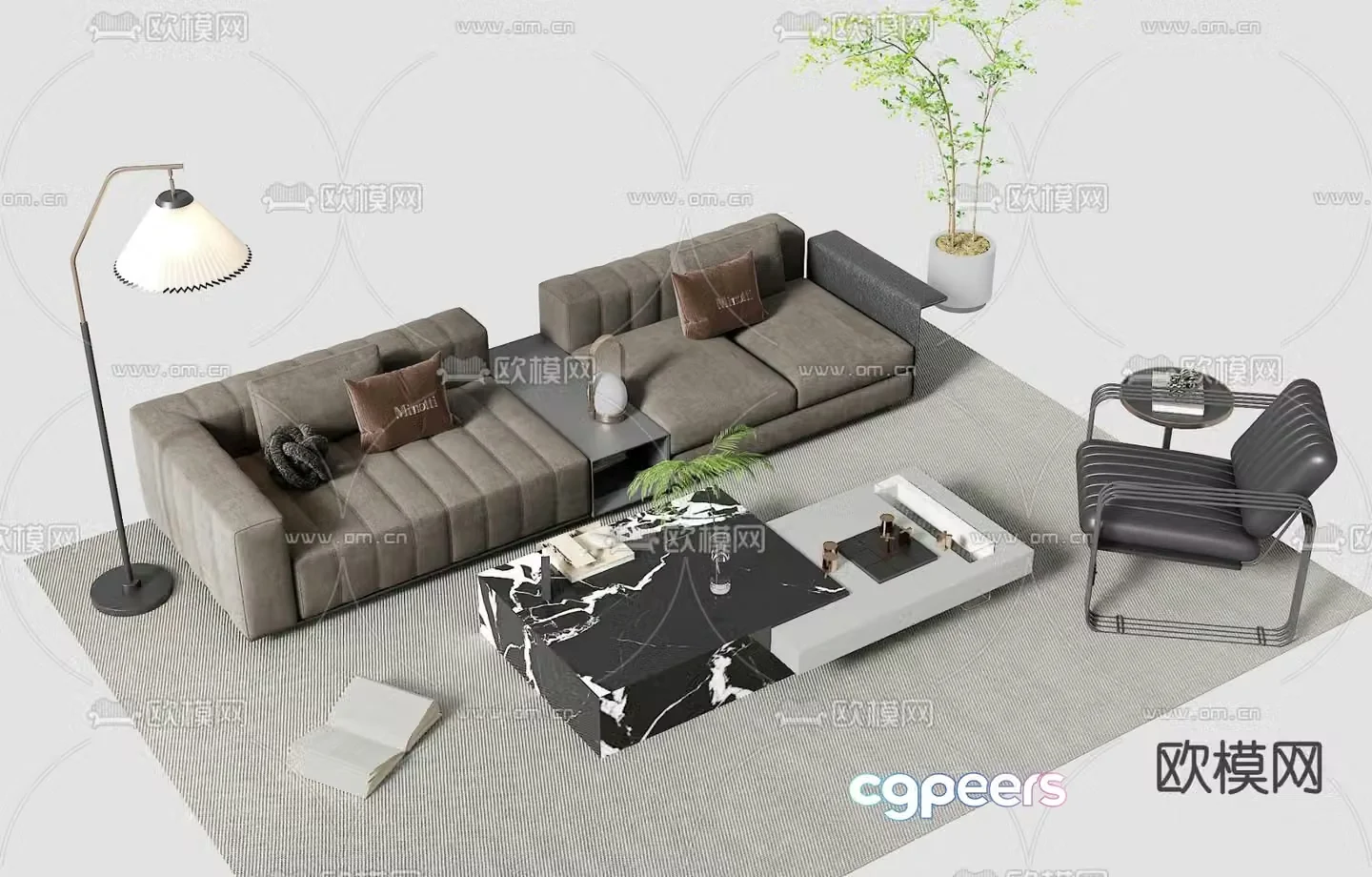 Modern sectional sofa 3d model