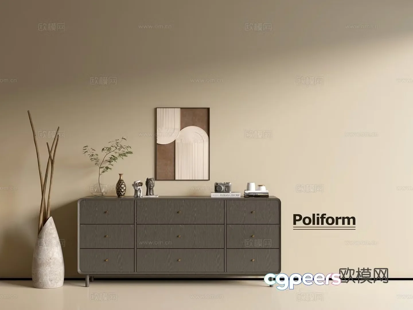 Modern wood grain cabinet ins wind minimalist wind cabinet whole cabinet sideboard balcony cabinet storage 3D model