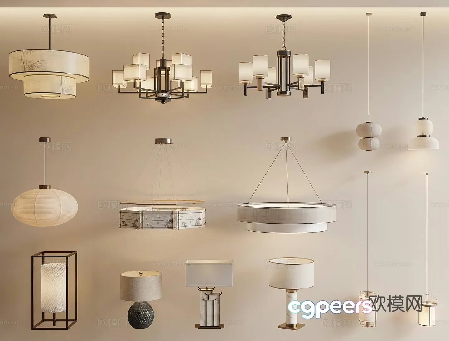 Song style chandelier table lamp 3d model