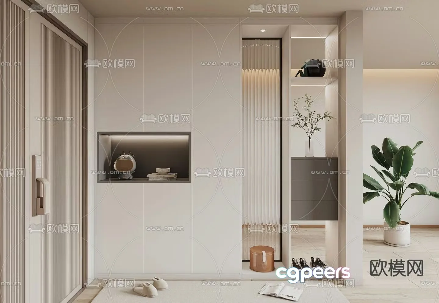 Entrance shoe cabinet partition 3d model