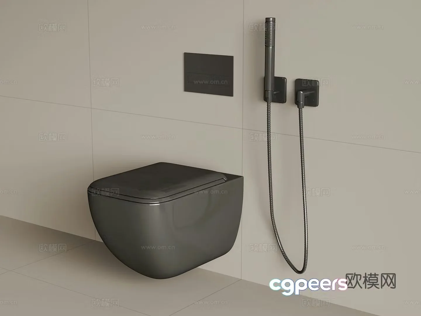 Modern wall-mounted toilet smart toilet shower 3d model