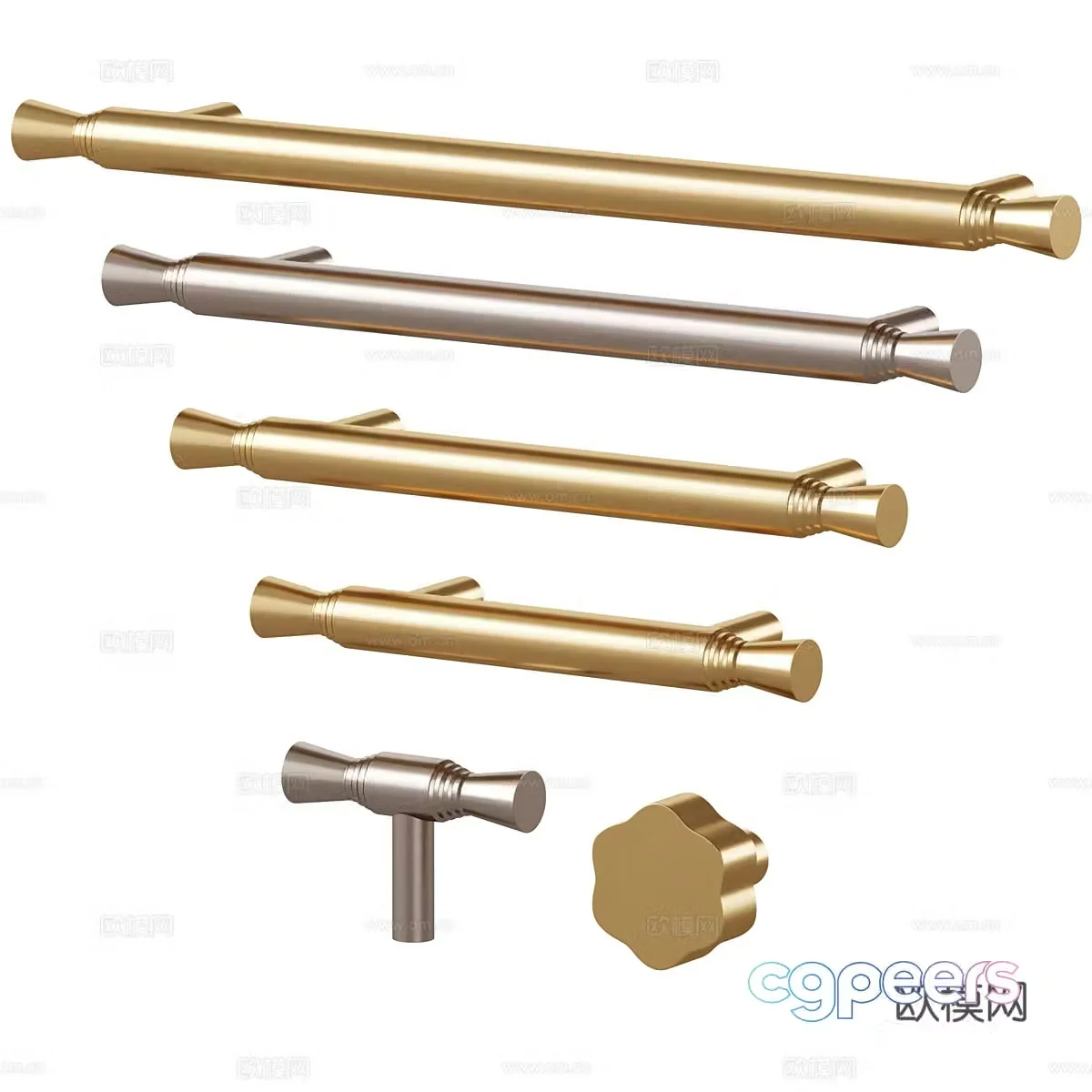 New Chinese style light luxury furniture handle 3D model