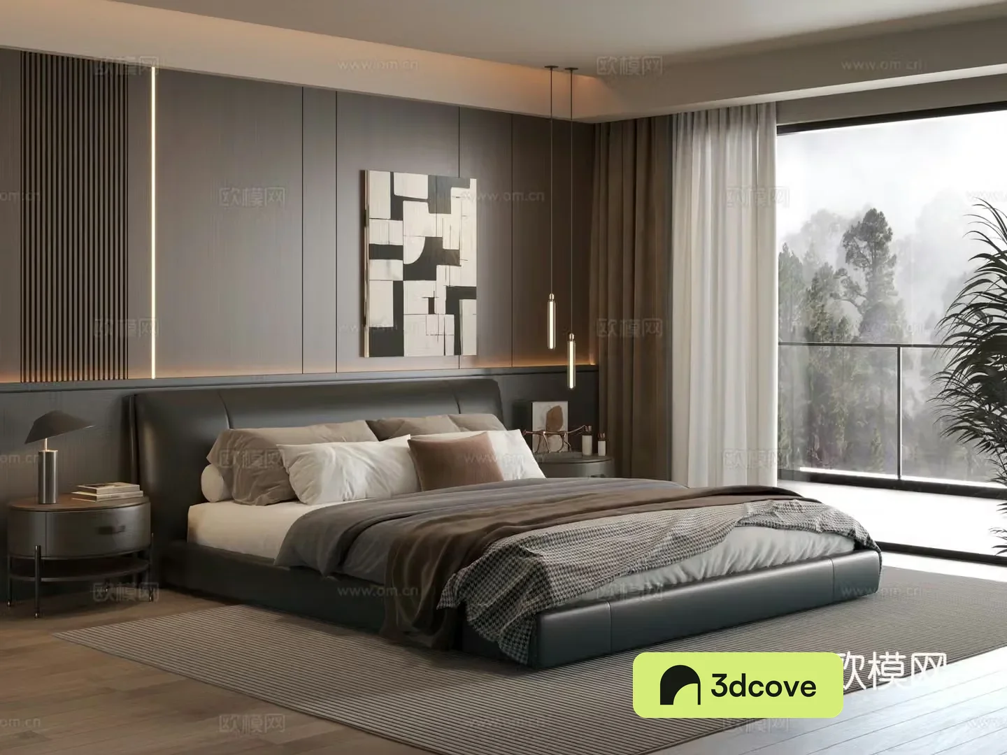 Modern bedroom Italian bedroom Background Wall