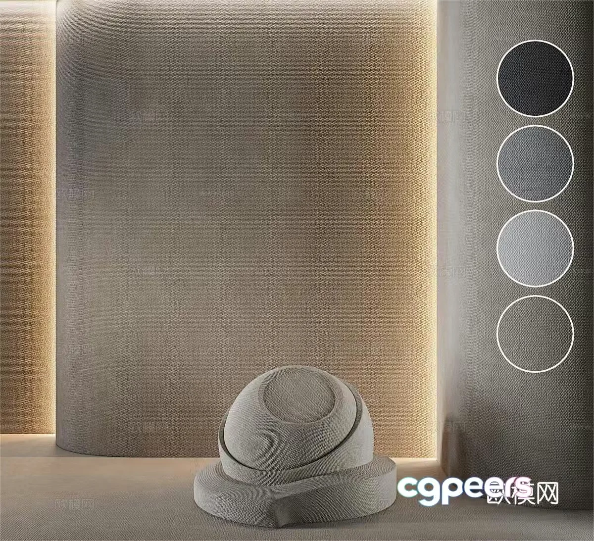 Seamless fabric wall covering 3d model