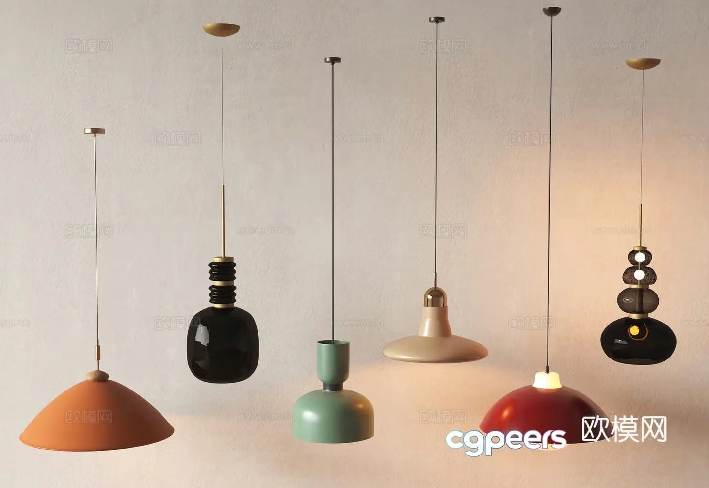 Modern Chandelier Birth Lamp Metal Bar Restaurant Bedside Lamp Single Head 3D Model