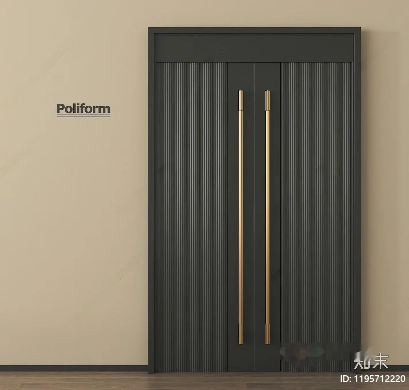 A Modern Door With Gold Handles 3D Model – 3694 – VRAY Render