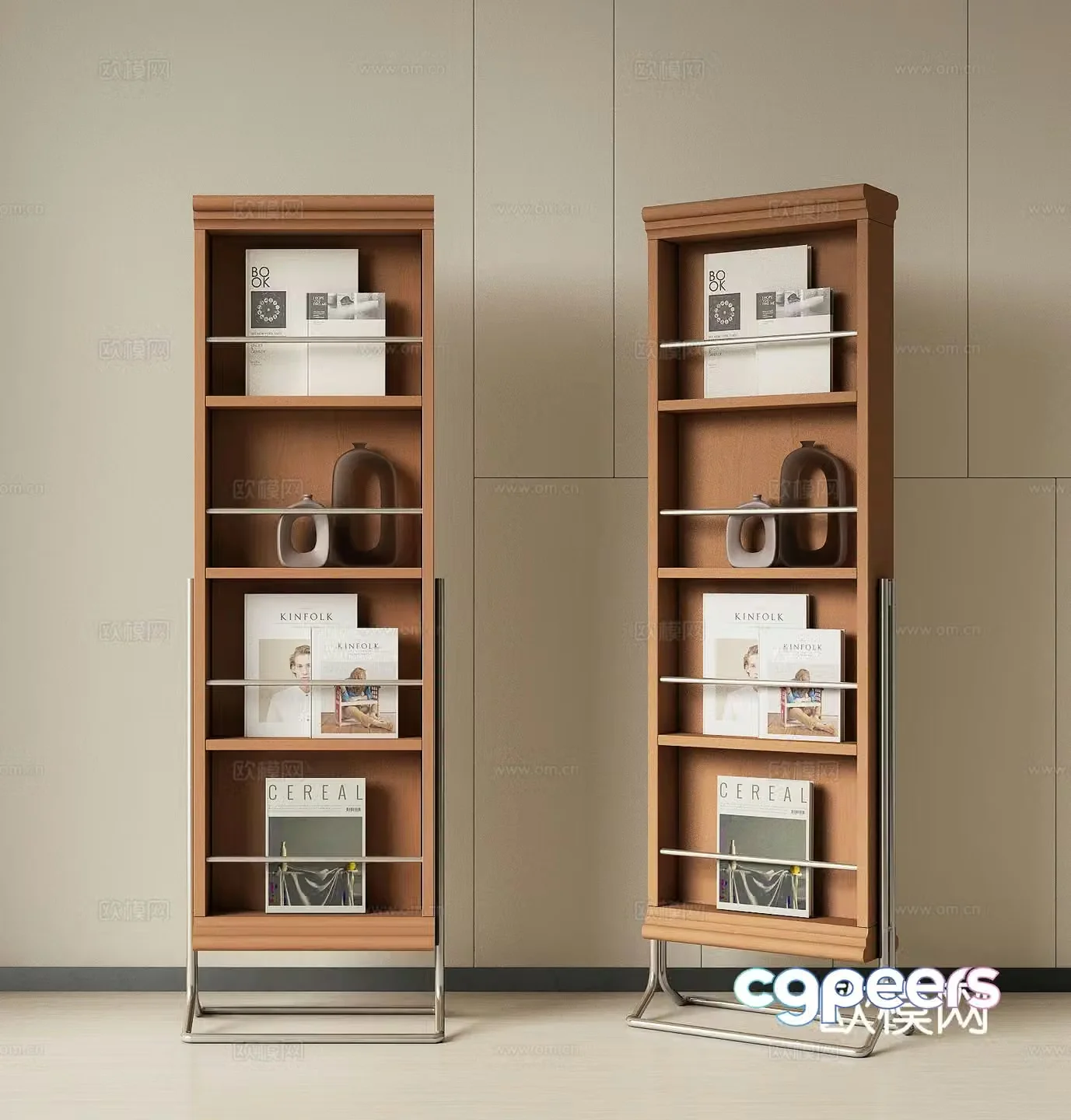 Medieval style bookshelf magazine rack 3d model