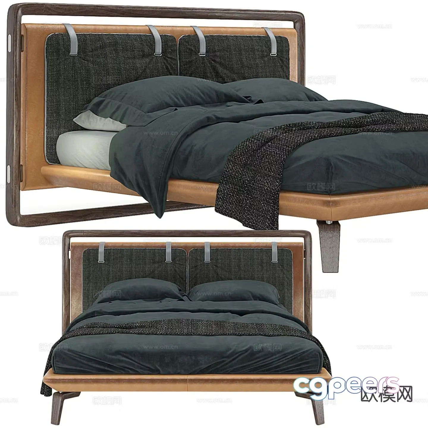 Modern double bed 3d model