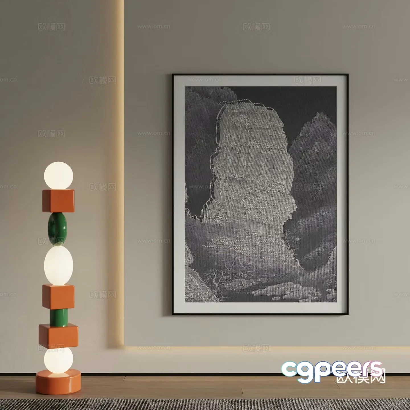 Modern decorative painting Abstract painting Texture painting 3d model