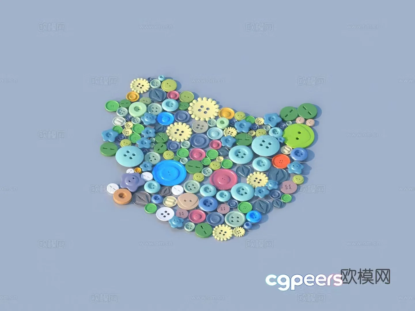 Buttons Sketch Ornaments 3D Model