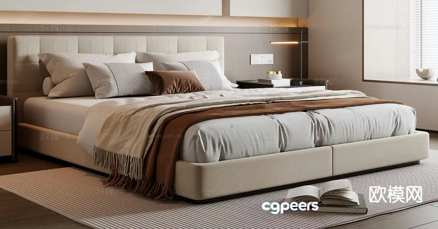 Modern double bed 3d model