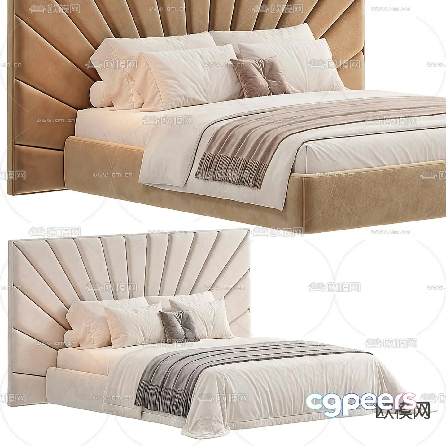 Modern double bed 3d model